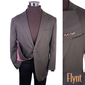 Flynt Burton Men’s Cotton Jacket Size 46R/S Olive Sport Coat Blazer Two Button